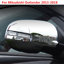 Cubierta de espejos retrovisores laterales para Mitsubishi Outlander, revestimiento de fibra de carbono y cromo, ABS, alta calidad, estilo de coche, 2013-2018 2024 - compra barato