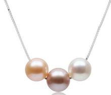 free shipping   jewelry Multi-Color 8-9mm Round Freshwater Pearl Pendant With Chain 2024 - buy cheap