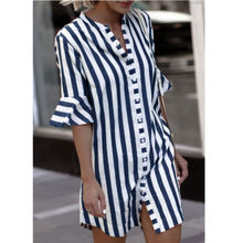 Women Striped Blouse Half Sleeve Casual Tops Shirt V-neck Fashion Blouse Clothes Plus Size 2024 - buy cheap