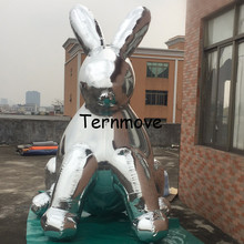 giant promotional silver pvc mirror Rabbit replica Inflatable mirror dog Ball mirror animal model Reflection Stage advertising 2024 - buy cheap