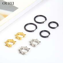 OUFEI Korean Black Hoop Earrings Stainless Steel Earrings For Women Jewelry Accessories Punk Earrings Mass Effect 2024 - buy cheap
