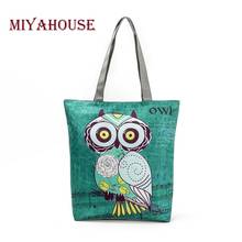 Miyahouse Cute Owl Printed Women's Casual Tote Large Capacity Canvas Female Shopping Bag Ladies Shoulder Handbag Beach Bag 2024 - buy cheap