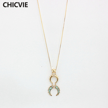 CHICVIE White Bead Charm Long Necklaces & Pendants Femme Gold Color Statement Necklace Wholesale Jewelry For Women SNE160141 2024 - buy cheap