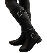 VOGELLIA Winter Boots Women Thigh High Boot Rome Retro Leather Buckle Round Toe Motorcycle Boots Woman Casual Shoes botas mujer 2024 - buy cheap