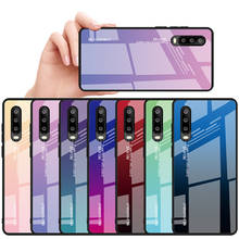 Градиентный чехол из закаленного стекла для Huawei P40 P20 lite P30 Pro Mate 20 P Smart 2019 Honor 9X 8X 20 10i 10X 9 lite, чехлы 2024 - купить недорого