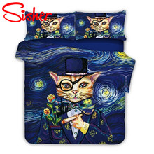 Sisher Modern Painting Print Duvet Cover Set With Pillowcases 3D Cartoon Cat Bedding Sets Single Twin Double Full Queen King 2024 - buy cheap