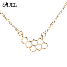 SMJEL Geometric Honey Comb Bee Hive Women Necklaces Collier Copper Hive Couple Pendant Necklace for Women Wedding Gifts 2024 - buy cheap