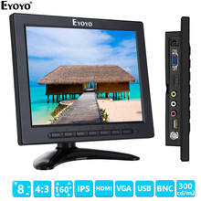 8-дюймовый TFT LED Видео Аудио монитор Eyoyo VGA BNC HD экран 4:3 для DVR ПК CCTV 2024 - купить недорого