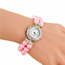 2018 Fashion Simulated Pearl Strap Watch Women Rhinestone Small Dial Bracelet Watch Quartz Wrist Watch Relogio Feminino Clock @F 2024 - buy cheap