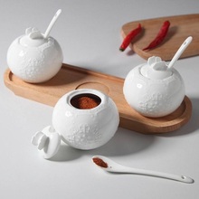 Ceramic relief seasoning pot condiment pot sugar bottleceramic bone china seasoning bottle European kitchen utensils 2024 - buy cheap