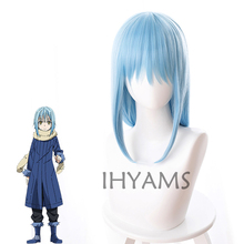 Tensei shitara Slime Datta Ken Cosplay Wigs Rimuru Tempest Wigs 40cm Blue Synthetic Hair Heat Resistant + Wig Cap 2024 - buy cheap
