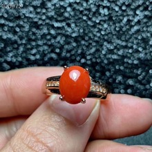 Anel coral vermelho natural anel de casamento 925 prata esterlina jóias finas 8*10mm gemstone anéis trabalhados à mão 2024 - compre barato