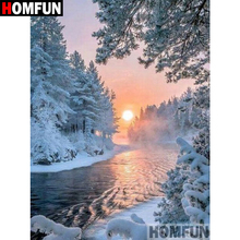 HOMFUN 5D DIY Diamond Painting Full Square/Round Drill "Snow river" 3D Embroidery Cross Stitch gift Home Decor A02721 2024 - buy cheap