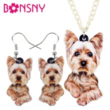 Bonsny-Collar de acrílico con diseño de Yorkshire Terrier, Collar con diseño de animales de dibujos animados, para chicas y chicas, regalo para adolescentes y Mascotas 2024 - compra barato