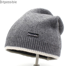 Ditpossible-gorro de lana tejido para mujer, sombrero de invierno de diseño de marca 2024 - compra barato