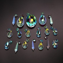 H & D 18 шт. цветная лампа, призмы детали с восьмиугольной бусиной, люстра, стеклянные кристаллы, подвески с подвеской 2024 - купить недорого