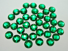 1000 pces flatback acrílico verde facetado redondo strass gemas 6mm nenhum furo 2024 - compre barato