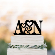 Personalized Heart-shape Wedding Cake Topper Initial, Monogram Cake Decoration , Custom Cake Topper With Letter For Birthday 2024 - buy cheap