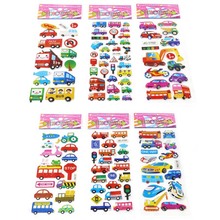 10 sheets Cartoon Bubble Stickers Transport Cars Children Kids Girls&Boys Cartoon Stickers Decoration Christmas Gift 2024 - buy cheap