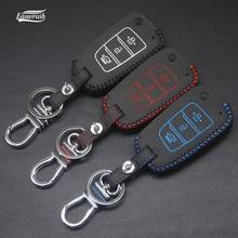 High Quality Car Leather Key Case Cover Chain For Hyundai Elantra Solaris Santa Fe Tucson Verna IX35 i40 Genesis 2024 - buy cheap