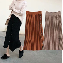 Bella Philosophy autumn winter single-breasted knit lady elastic waist stretch long  sweater skirt 2024 - buy cheap
