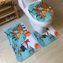 Zeegle Christmas Decor 3Pcs Carpet Bathroom Bath Mat Washable Lid Toilet Seat Cover Bathroom Mat Non-slip Bath Rugs Toilet Mats 2024 - buy cheap