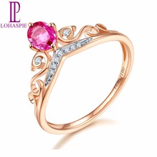 Lohaspie Solid 18K Rose Crown Engagement Rings Gold Natural Gemstone Ruby Diamond-Jewelry  Online Best Buy Gift New 2024 - buy cheap