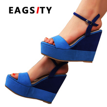 EAGSITY Suede fashion women Bohemia wedges sandals platform ankle strap beach ladies sandals pumps causal party wedding shoes 2024 - buy cheap