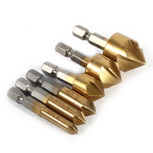 6PCS 5 Flute Chamfer Countersink Drill Bit 1/4" Hex Shank HSS 90 Degree Wood Chamfering Cutter Chamfer 6mm to 19mm Countersink 2024 - buy cheap