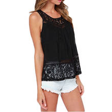 Women Spring Summer O neck Black Hollow Out Blouse shirts Ladies Fashion Lace Patchwork shirt Tops Female Sleeveless Tops 2024 - buy cheap