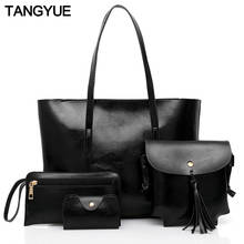 TANGYUE Women Leather Handbags Set Vintage Large Capacity Tote Casual Bags Women's Shoulder Bag for Girls Fashion sac a main New 2024 - buy cheap