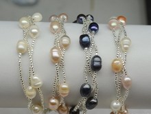 Pulsera de perlas de agua dulce con cierre magnético, brazalete de perlas 100% auténticas de colores variados, joyería barata 2024 - compra barato