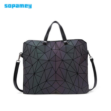 New Women Luminous Handbag And Purses Sac Bao Bag Diamond Tote Female Geometry Shoulder Bags Saser Plain Folding Handbags Bolso 2024 - buy cheap
