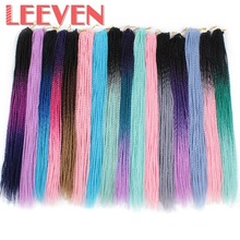 Leeven Synthetic Ombre  Braiding Hair Senegalese Twist Crochet Braids Hair Extensions 24inch 30strands Pink Grey Blue Hair 2024 - buy cheap