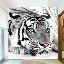 Papel de parede personalizado com animais de tigre, preto e branco, 3d, mural de sala de estar, sofá, plano de fundo de tv, frete grátis 2024 - compre barato