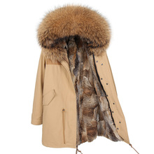 Новинка 2020, модная женская длинная парка с воротником из натурального Лисьего меха, толстая теплая подкладка из меха, зимняя куртка 2024 - купить недорого