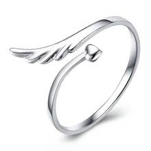 Silver Plated Adjustable Open Ring Thumb Ladies Heart Angel Wing Rings For Women Men Lovers Crystal Jewelry Gifts 2024 - buy cheap