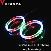 2.5 /3.0 inch Rotating RGB LED Angel Eyes rings day running light with RGB Bluetooth fit universal Bi xenon Projector Lens 2024 - buy cheap