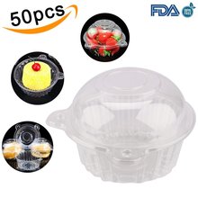 50pcs Individual Plastic Cupcake Clear Muffin Dome Holders Cases Box Wrap Cups with Lids  party decoration accessories 2024 - buy cheap