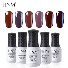 Hnm 8ml esmalte de unha em gel uv, inverno café, marrom, 12 cores lâmpada led, base de unha gellak, primer, esmalte de sorte, estampagem 2024 - compre barato