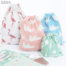 XZJJA Portable Flamingos Drawstring Storage Bags Travel Clothing Shoe Underwear Beam Pouch Sundries Organization Tea Gift Bags 2024 - buy cheap