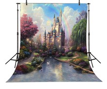 Cinderella Princess Castle Rainbow backdrop polyester or Vinyl cloth High quality Computer print party background 2024 - buy cheap