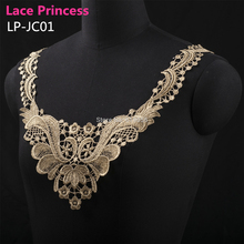 3 PCS LP-JC01 gold color Embroidered Neckline venise lace collar clothing Accessories, collar flower patch 31 x 35cm 2024 - buy cheap