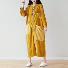 Baggy Long sleeve Jumpsuit Women Streetwear Style Drop Crotch Wide Leg Playsuits Europe hip hop Boyfriend Cotton Linen Overalls 2024 - buy cheap