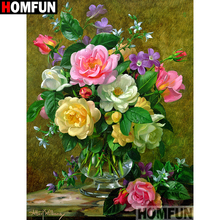 HOMFUN-pintura diamante 5D DIY "paisaje de flores", cuadrados o redondos de imitación bordado de diamantes, estilo punto de cruz 3D, decoración del hogar, A10075 2024 - compra barato