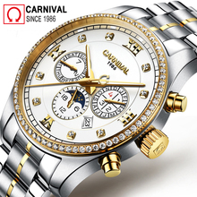 Carnival Moon Phase Automatic Watch Men Waterproof Mens Mechanical Watches Luminous Business Wristwatch Male Clock montre homme 2024 - buy cheap