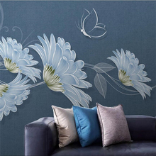 wellyu Small fresh modern fashion beautiful flowers butterfly background wall custom large mural green wallpaper 2024 - buy cheap