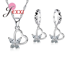 Bijoux Jewelry Set Butterfly With Striking Lover Heart Austrian Crystal 925 Sterling Silver Necklace Earrings Best Selling 2024 - buy cheap