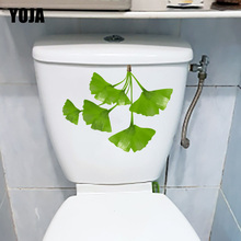 YOJA 22.8X18.2 CM Verde Ginkgo Folhas Frescas WC Etiqueta Planta Wc Dos Desenhos Animados Da Parede Da Sala Decor T1-1390 2024 - compre barato