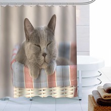 ShunQian Animal Cat Custom Polyester Fabric Printing Shower Curtain Bathroom Waterproof With Hook Bath Curtain Gift 2024 - buy cheap